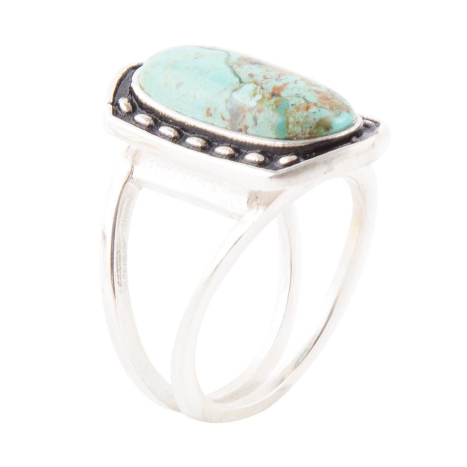 Shielded Blue Turquoise and Sterling Silver Ring