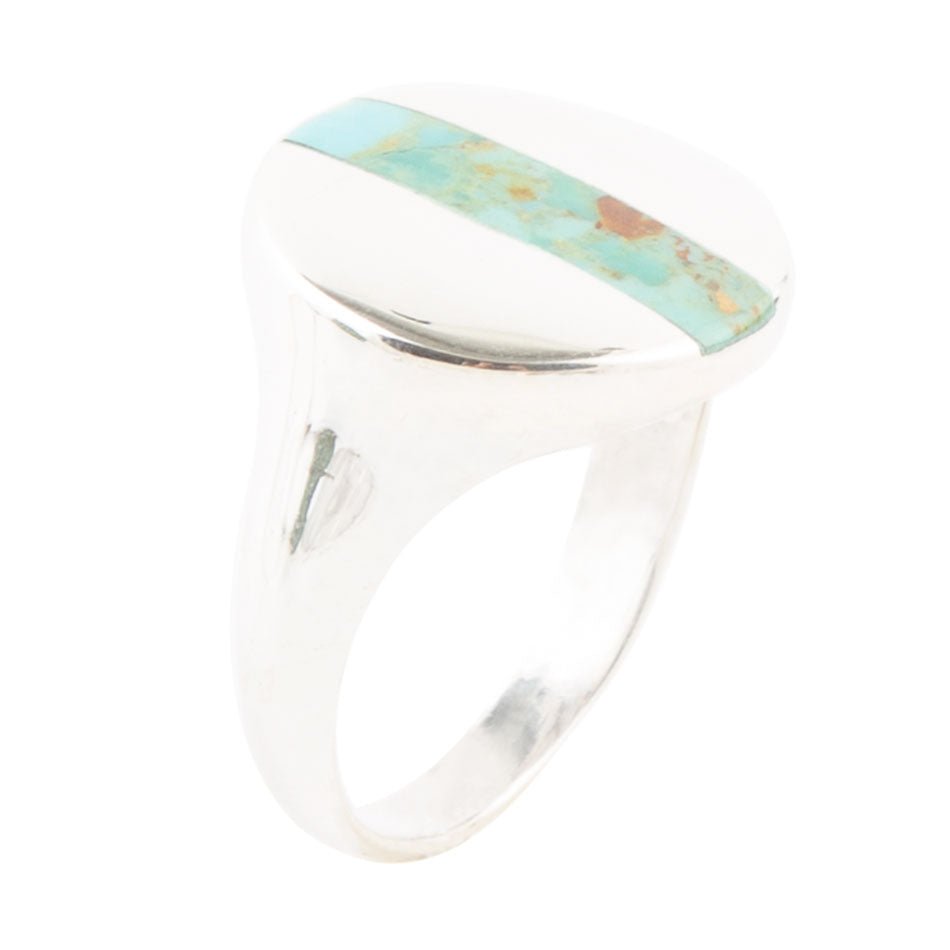 Signet Turquoise and Sterling Silver Circle Ring