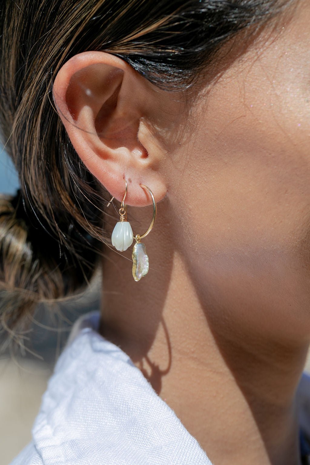 Simple Gold Pikake Earrings - Kamakana