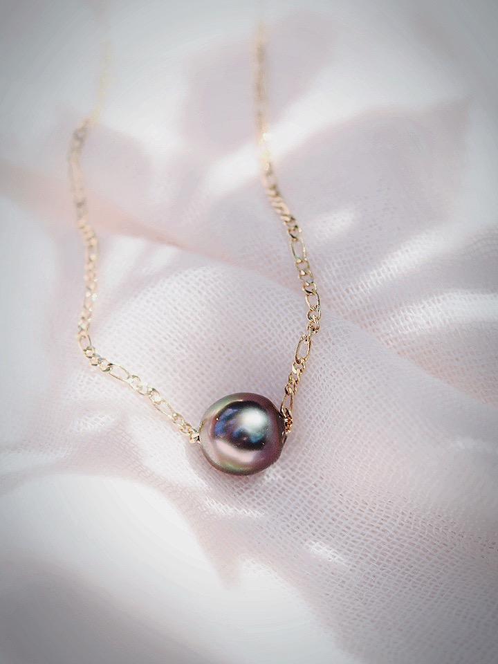 Gold Single Floating Tahitian Pearl Necklace - Miliani