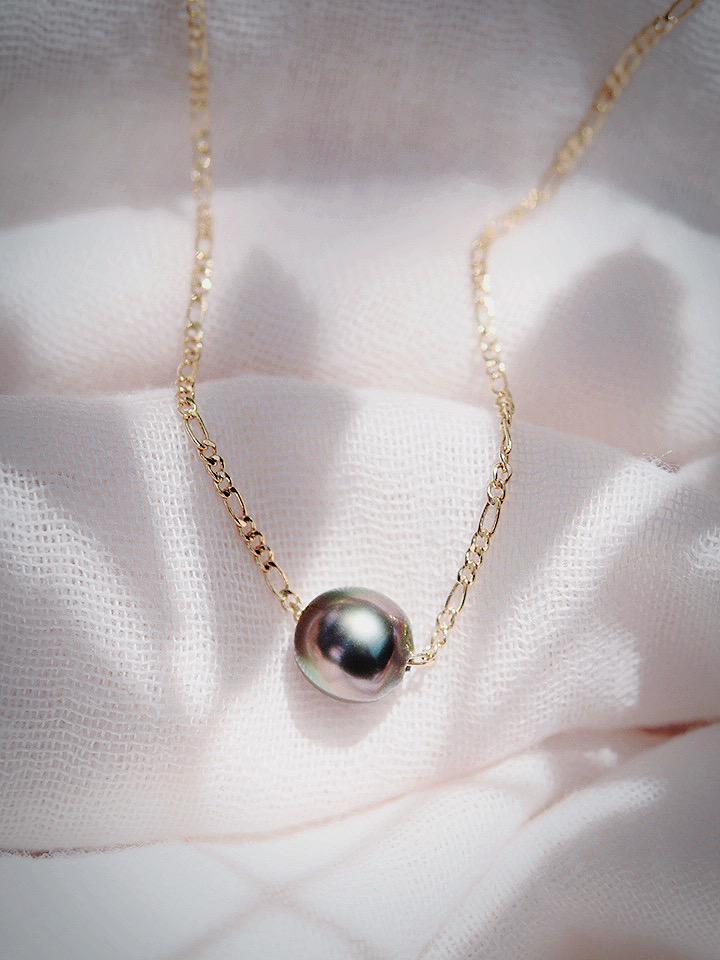Gold Single Floating Tahitian Pearl Necklace - Miliani