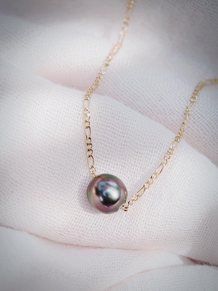 Gold Single Floating Tahitian Pearl Necklace - Miliani