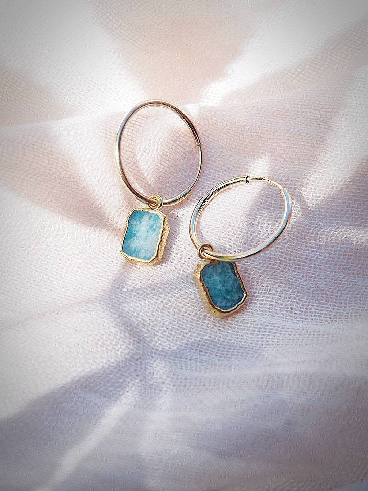 Small Amazonite Hoop Earrings - Kaheka