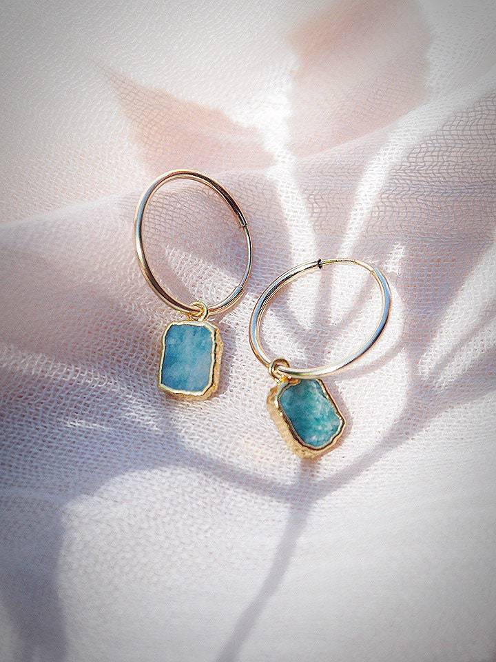 Small Amazonite Hoop Earrings - Kaheka