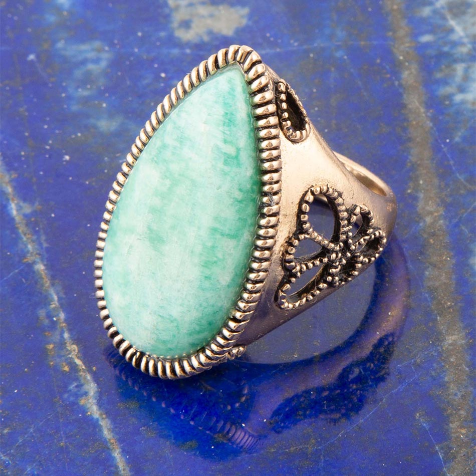 Soledad Blue Amazonite Golden Bronze Ring