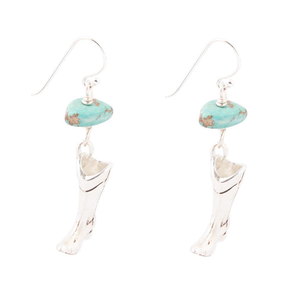 Sterling Silver Boot Charm and Blue Turquoise Earrings