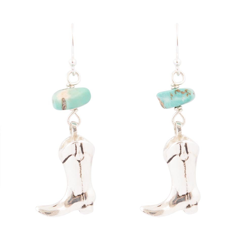 Sterling Silver Boot Charm and Blue Turquoise Earrings