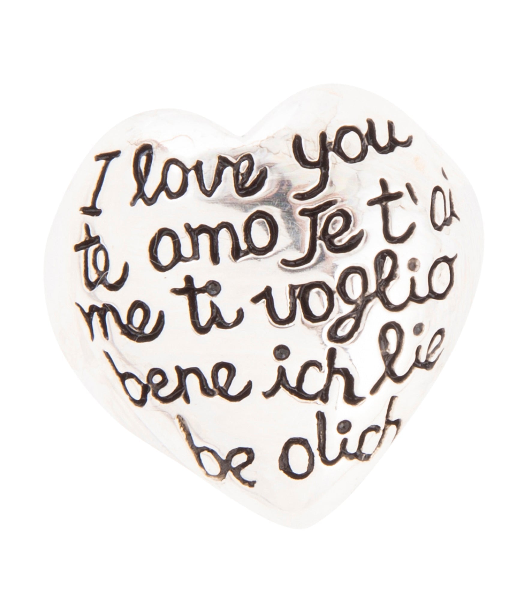 Sterling Silver Engraved Heart Statement Ring