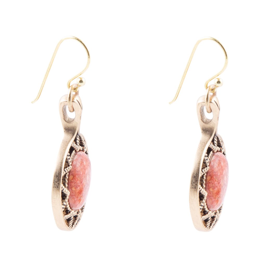 Sun Orange Sponge Coral Golden Drop Earrings