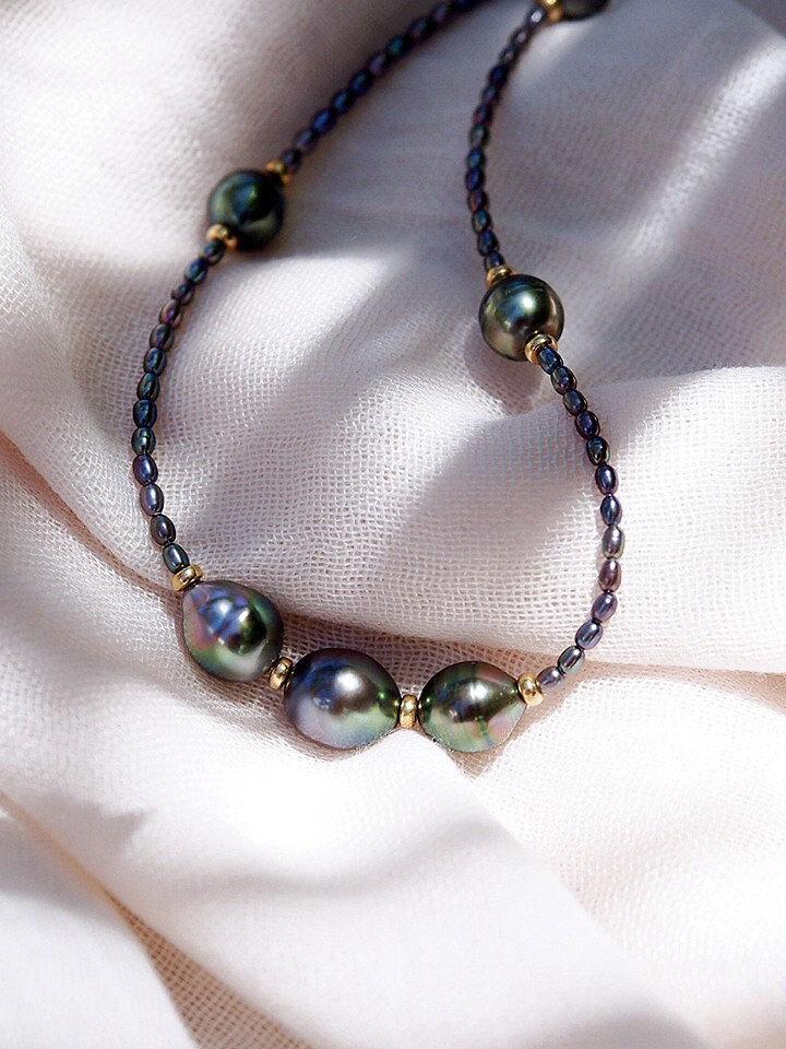 Tahitian Pearl Beaded Necklace - Hokuloa