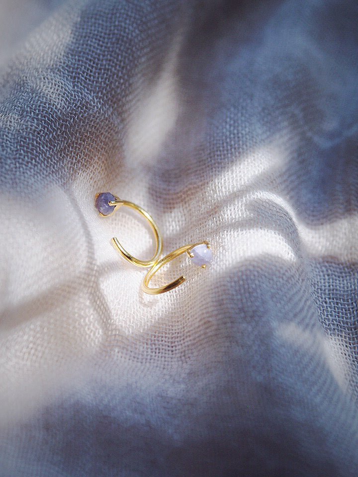 Sale - Tiny Open Tanzanite Hoop Earrings - Maka'alohi