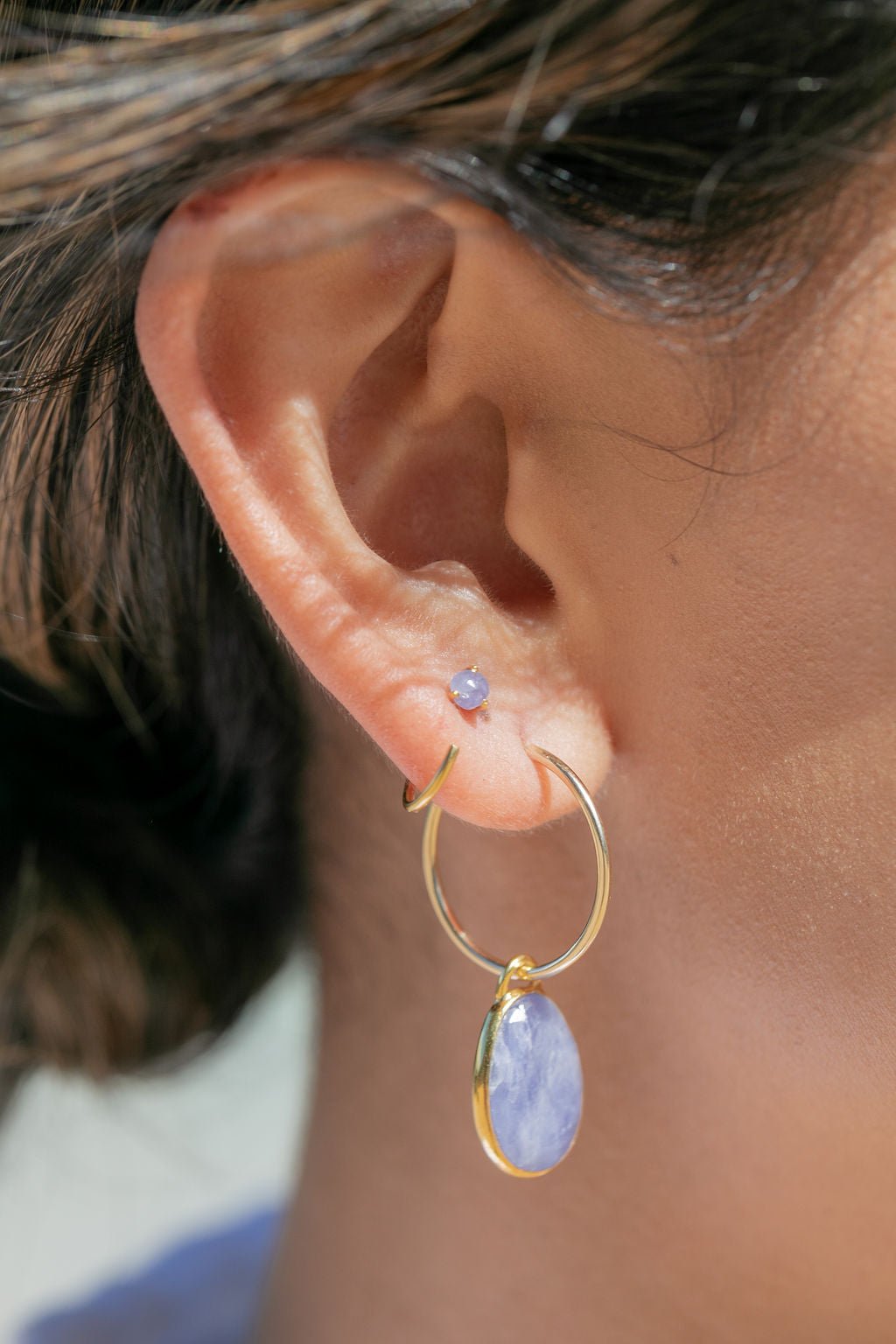 Sale - Tiny Open Tanzanite Hoop Earrings - Maka'alohi