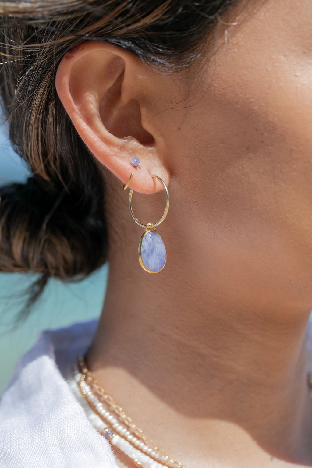 Sale - Tiny Open Tanzanite Hoop Earrings - Maka'alohi