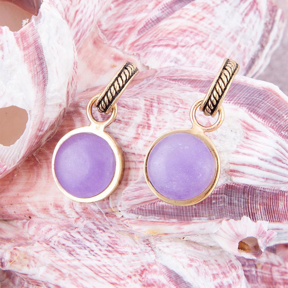 Tucson Charm Purple Quartz Golden Drop Earrings