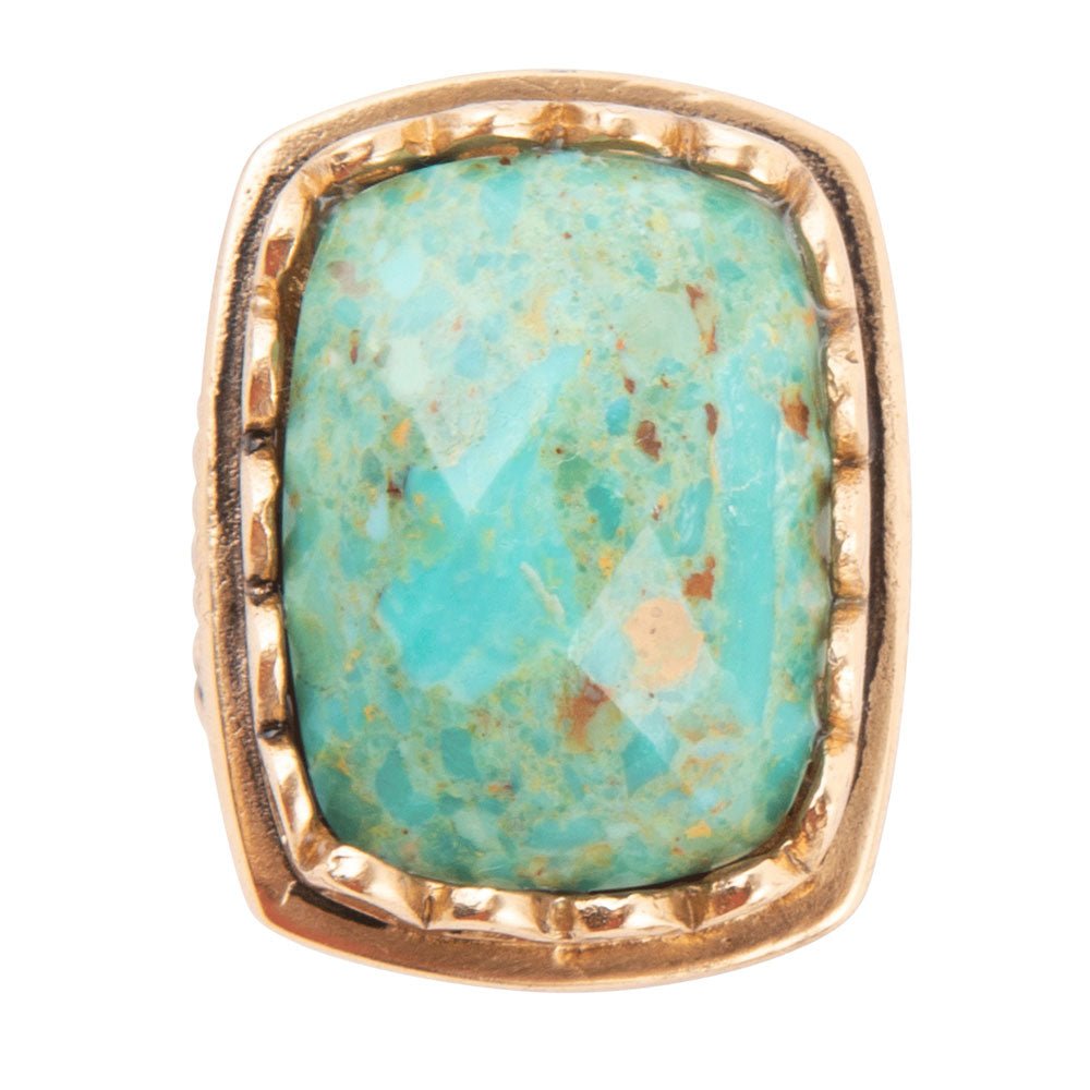 Blue Turquoise and Golden Cocktail Ring