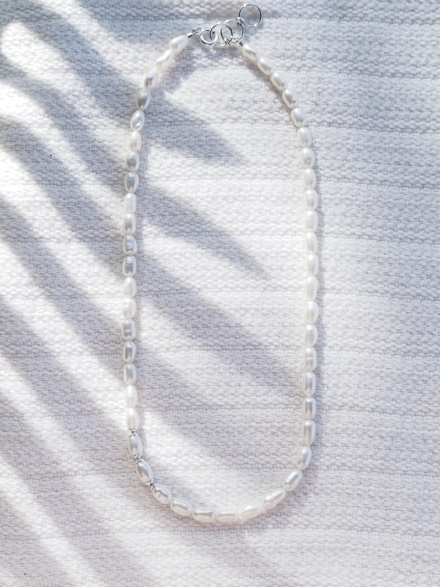 Unisex Men's White Pearl Necklace - Makoa