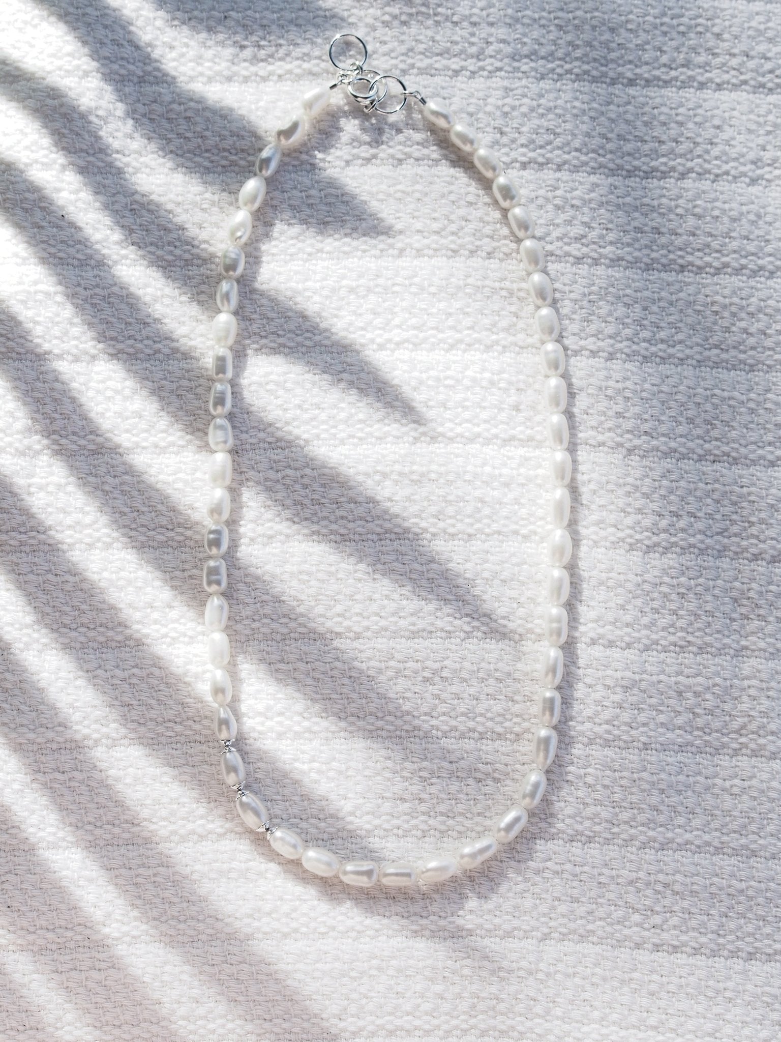 Unisex Men's White Pearl Necklace - Makoa