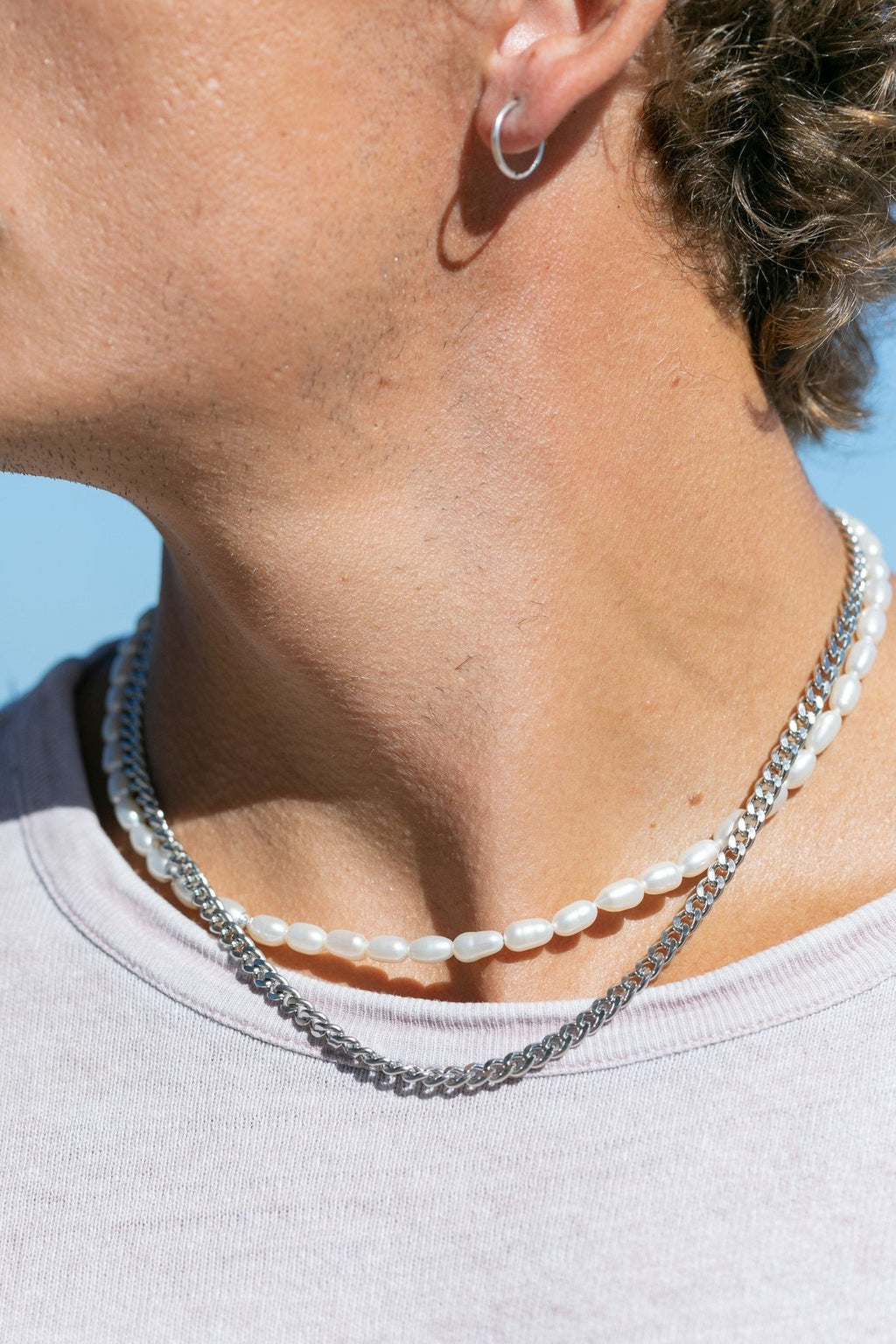 Unisex Men's White Pearl Necklace - Makoa