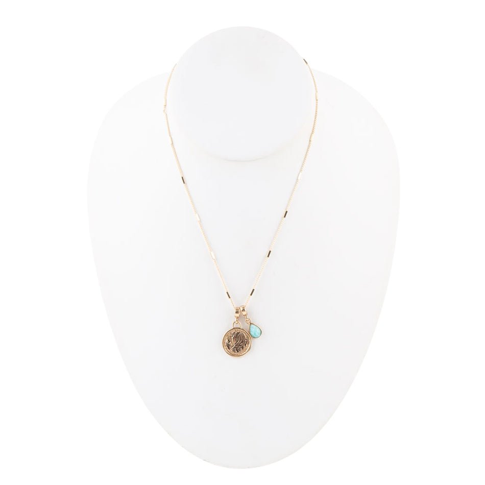 Virgo - Zodiac Blue Amazonite Golden Charm Necklace