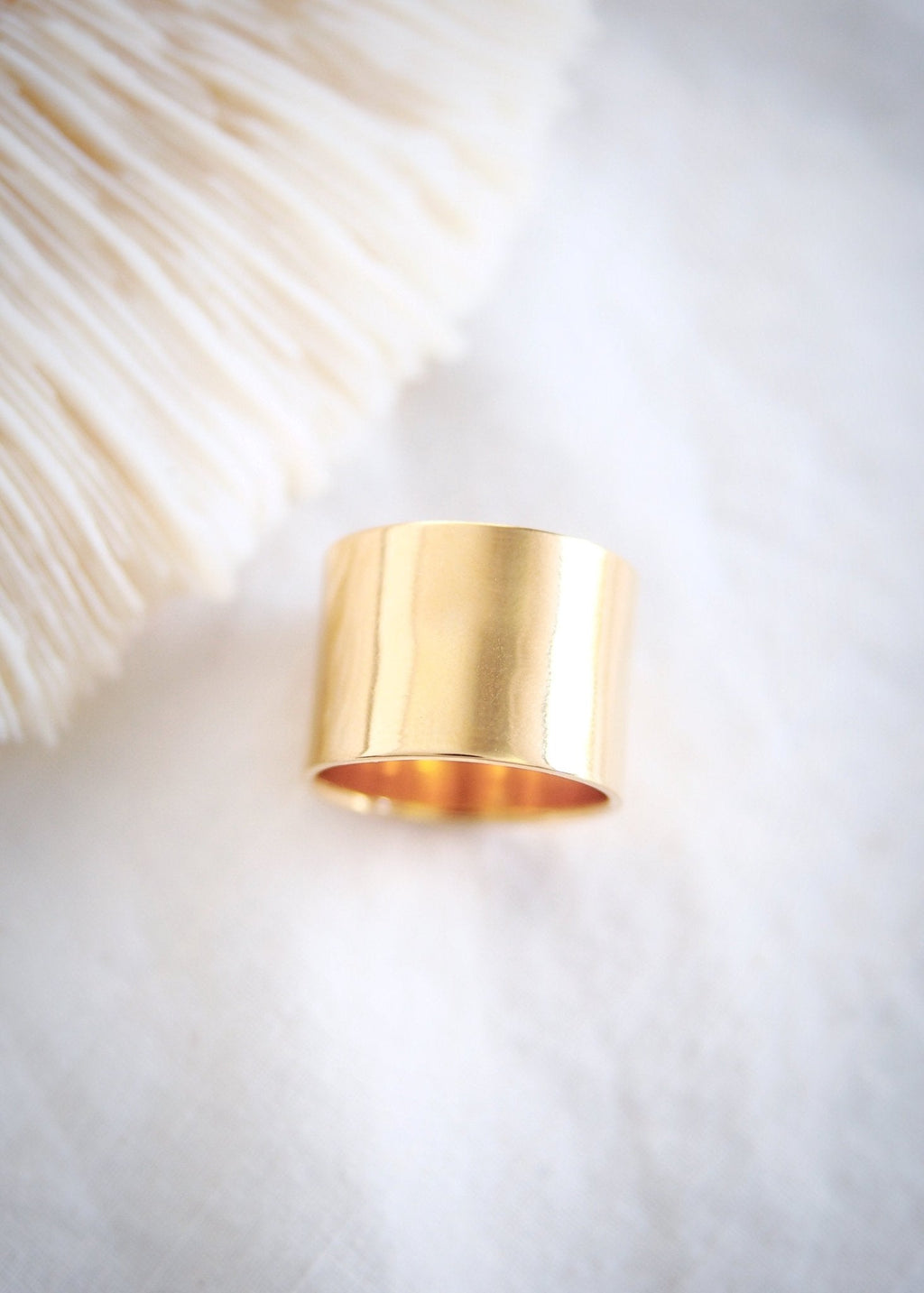 Wide Vermeil Gold Cigar Band Ring - Kahekili