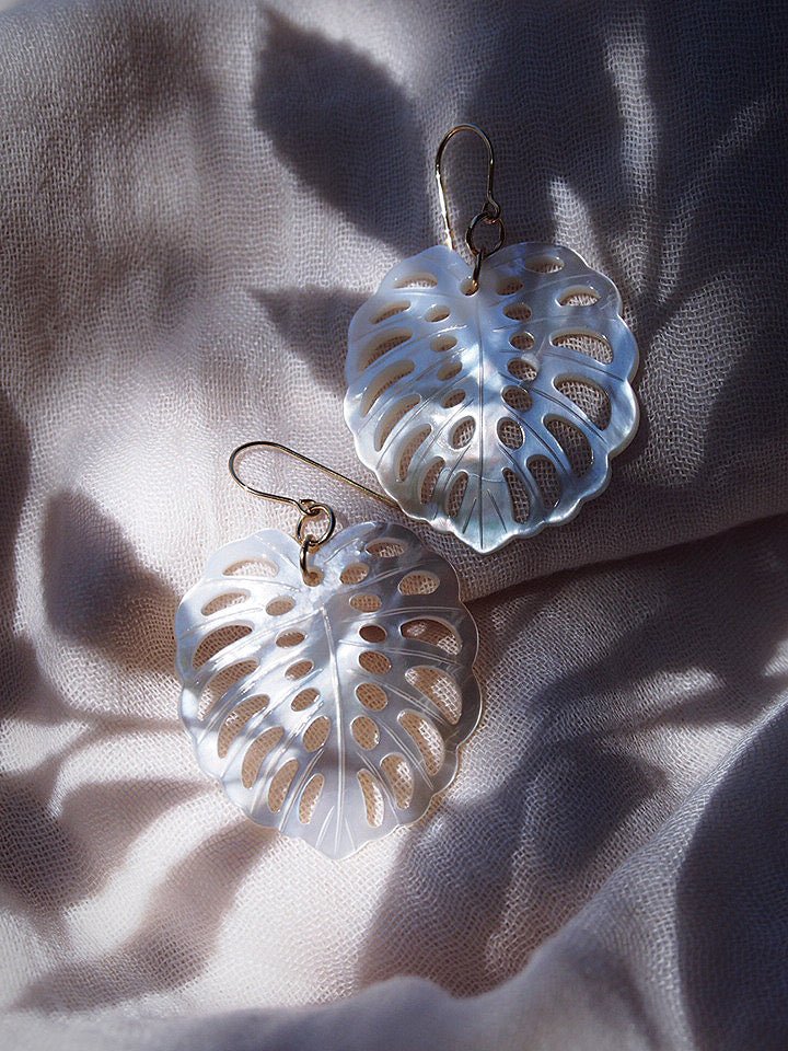 X-Large Shell Monstera Earrings - Kaliko