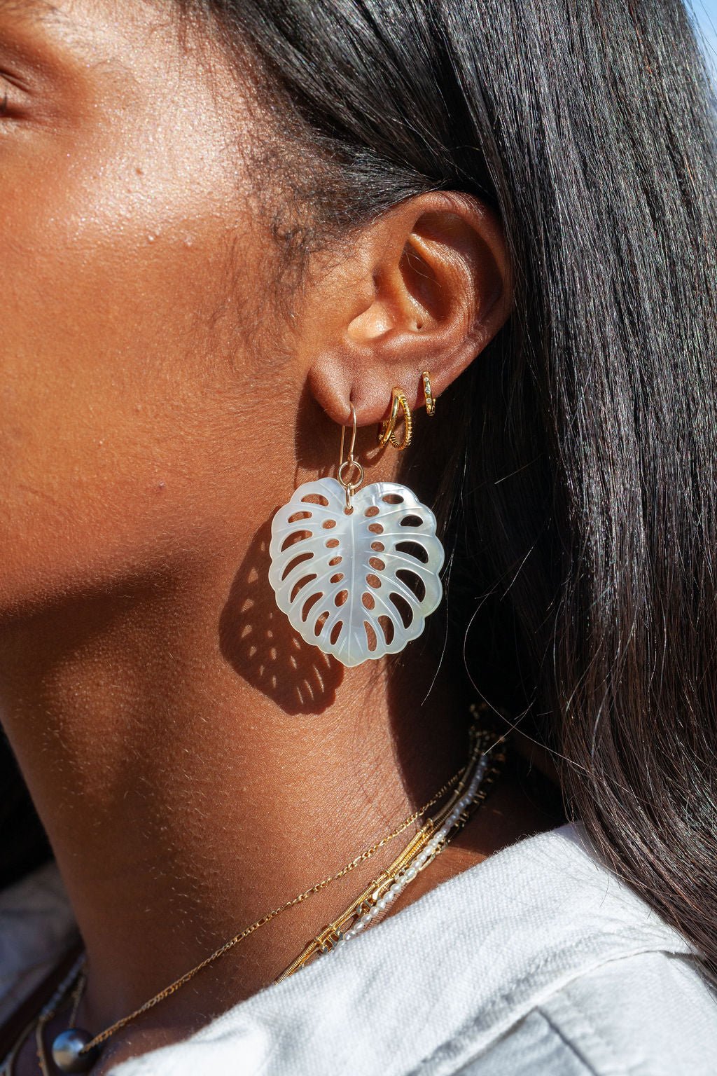 X-Large Shell Monstera Earrings - Kaliko