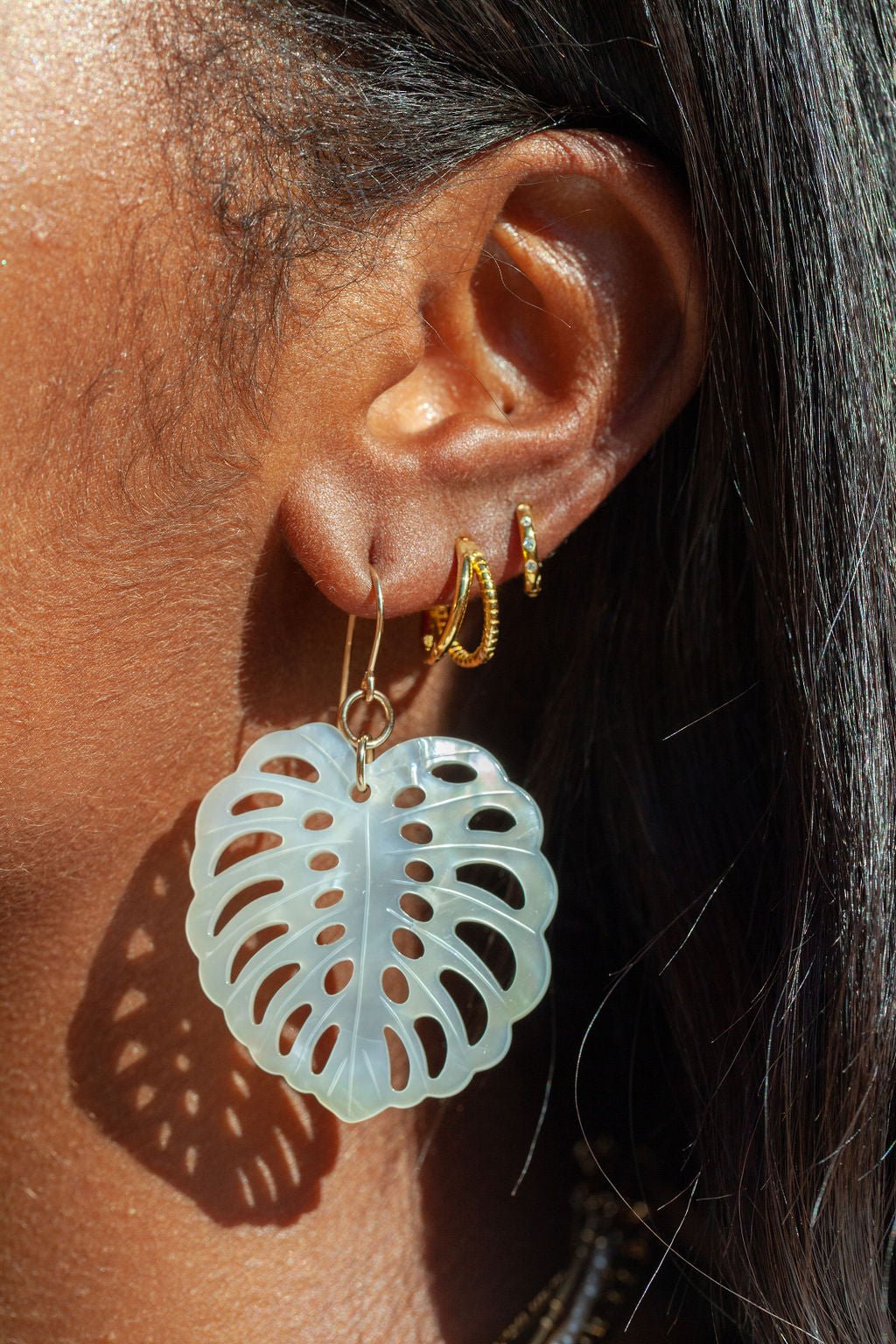 X-Large Shell Monstera Earrings - Kaliko