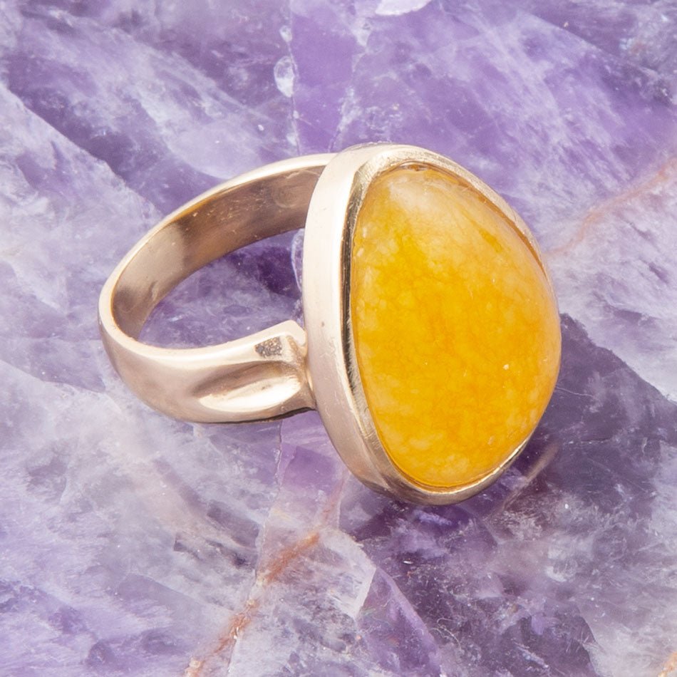 Yellow Quartz and Bronze Drop Ring