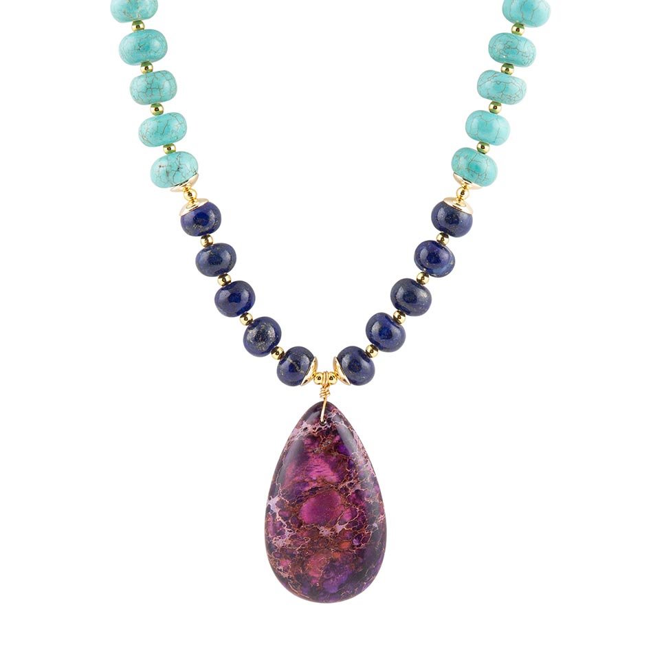 Zion Multi-Color Purple Pendant Necklace